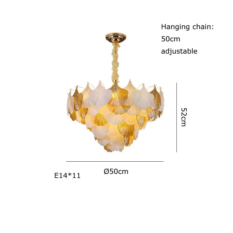 LED Art Deco Autumn Ginkgo Dimmable Hanging Lamps - Luminaire Chandelier Lighting for Dining Rooms with Lustre Suspension