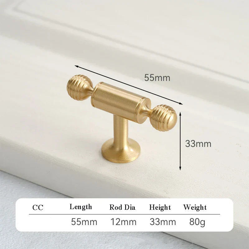 Satin Brushed Gold Brass Cabinet Handles – Modern Wardrobe and Drawer Knobs with French Style