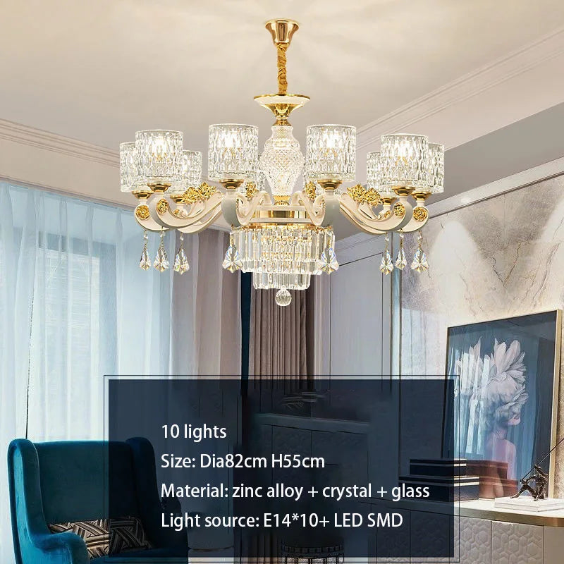 Elegant European Style Crystal Chandelier - A Light Luxury Atmosphere Fixture for Living Rooms, Bedrooms, Dining Areas, and Villas