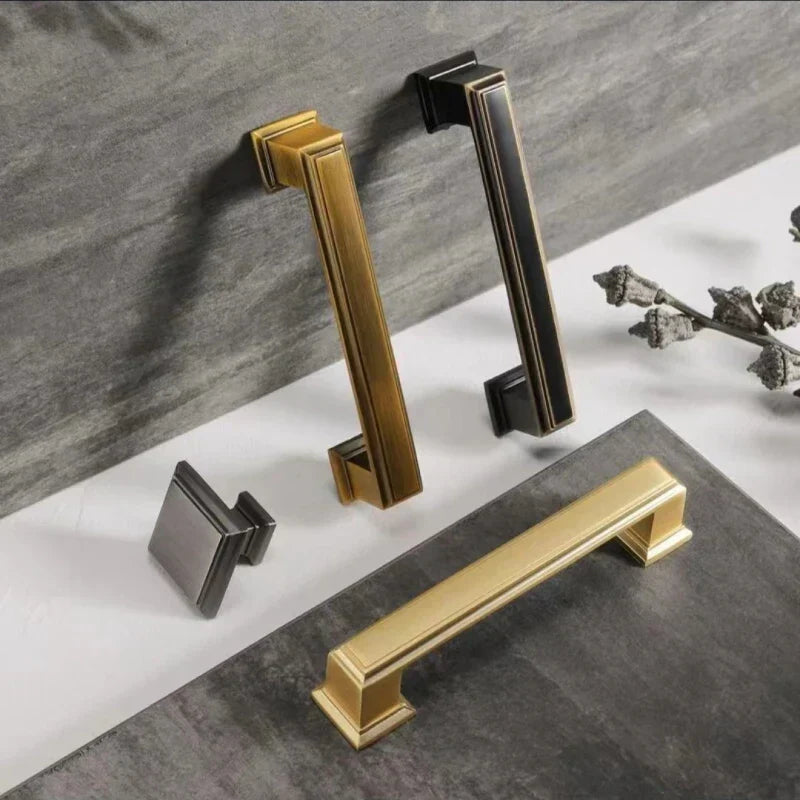 Light Luxury Bronze Cabinet Handles - Modern Drawer Pulls for Wardrobe and Kitchen Furniture