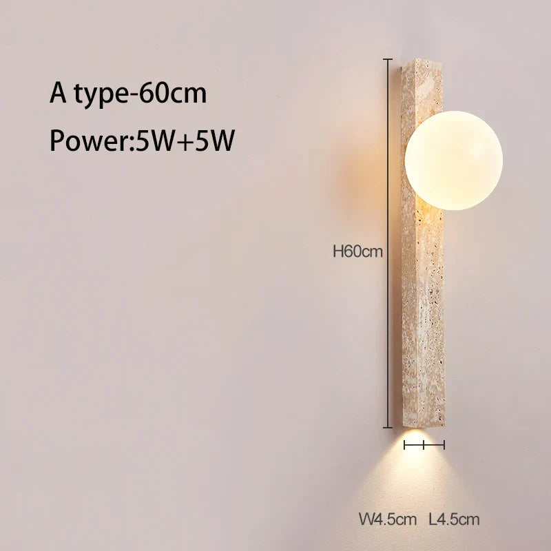 Long Wall Lamp with LED - Retro Stone Design for Bedroom, Living Room, and Staircase Atmosphere Lighting in Cream Style Home Decoration