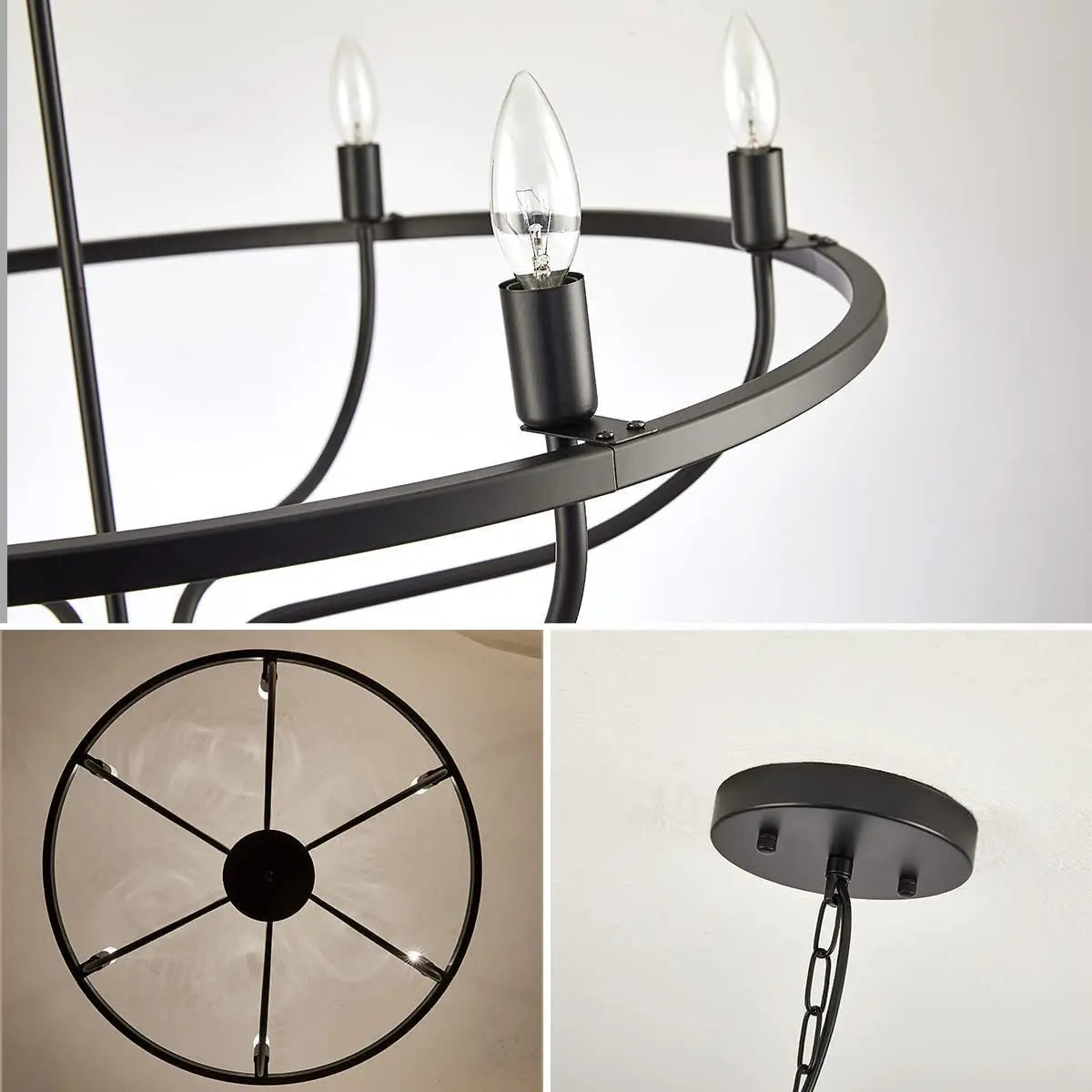 Retro LED Ceiling Chandelier with Iron Ring - Illuminate Your Living and Dining Spaces with Industrial Elegance