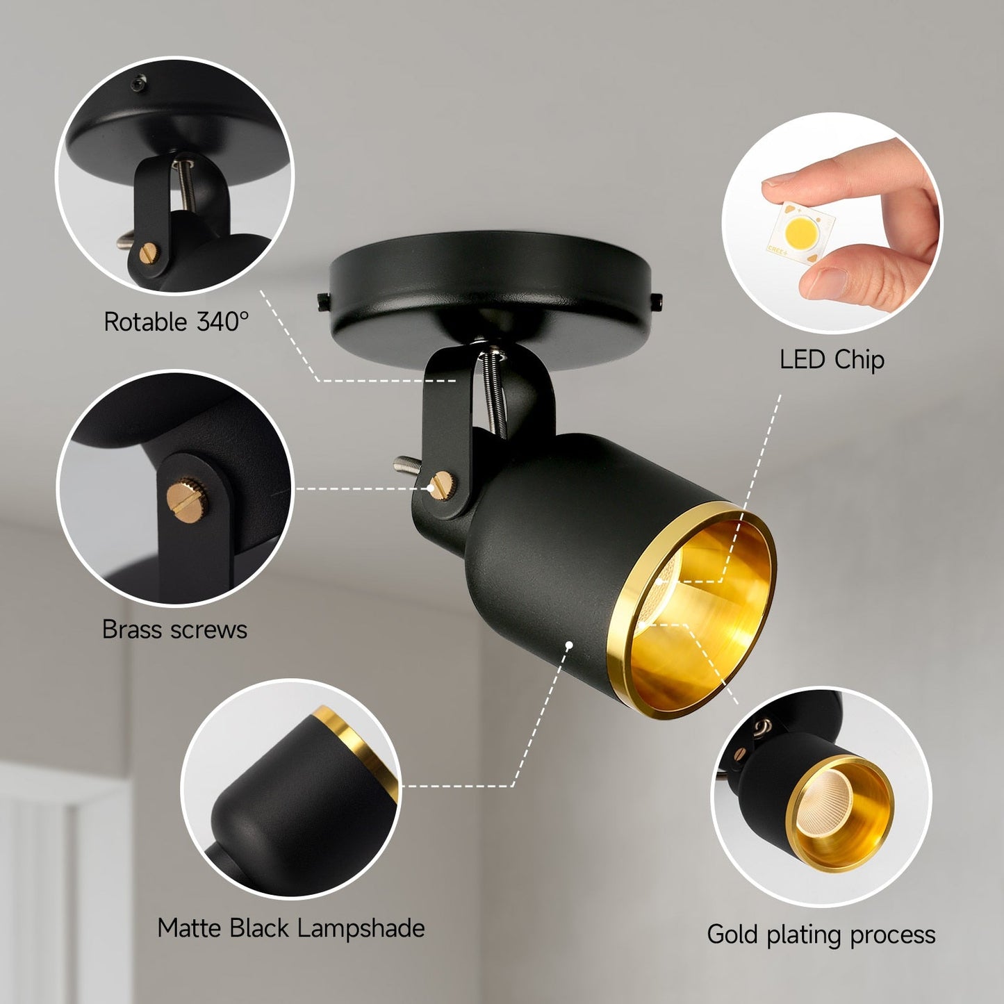 Emily's Nordic LED Ceiling Spotlight - Adjustable 60° Surface Mounted Light