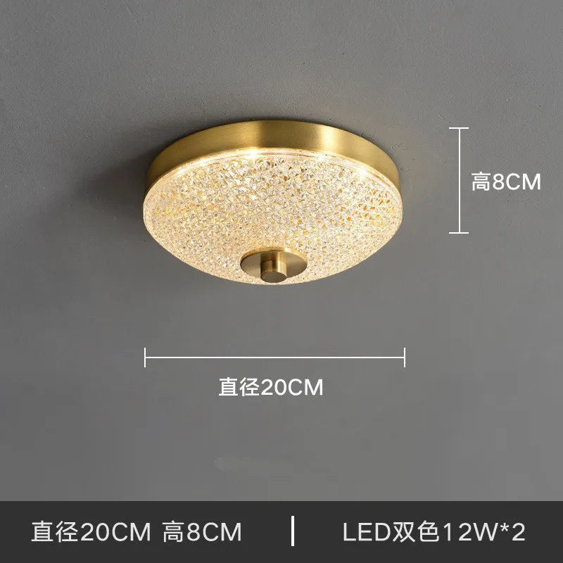 Sleek Modern Minimalist LED Copper Glass Ceiling Lights - Ideal for Bedrooms, Dining Halls, Aisles, Corridors, Balconies, and Home Illumination