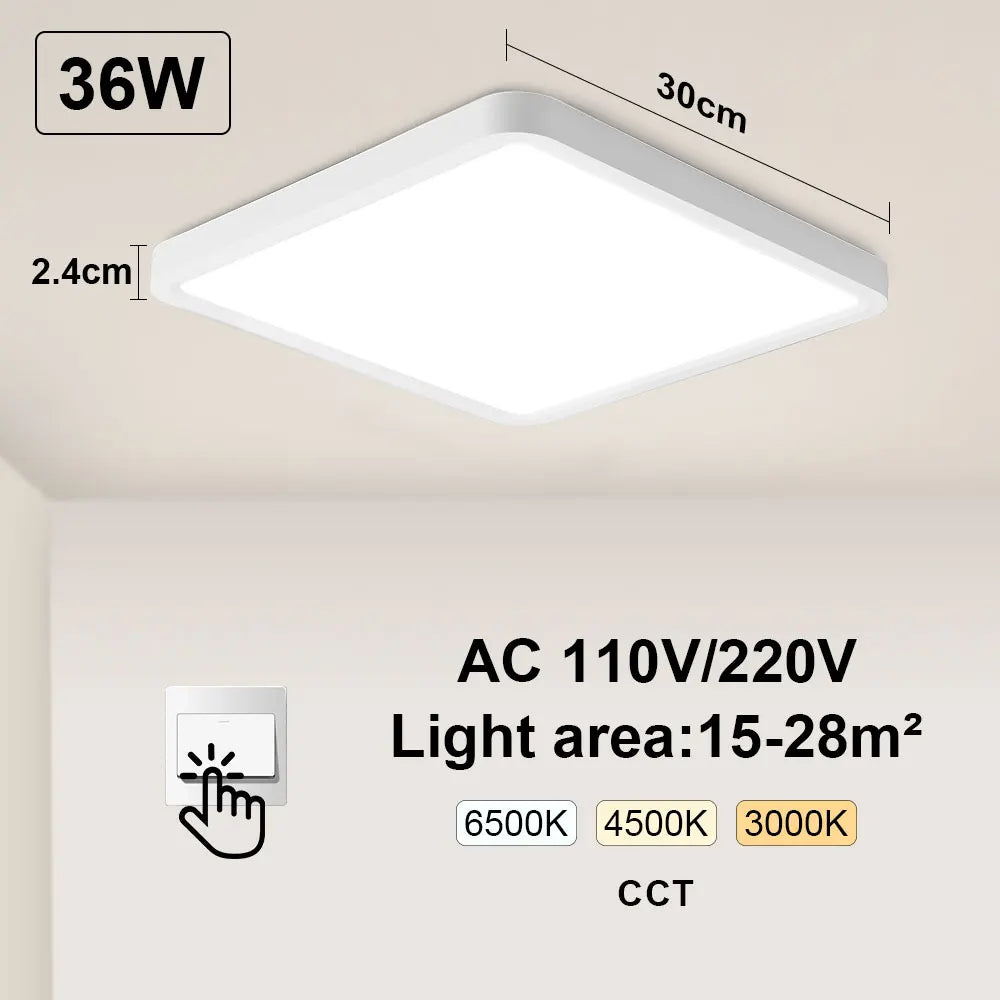 Smart LED Ceiling Lamp - 20-inch Ultra-Thin Lighting Fixture for Living Room, Bedroom, and Balcony