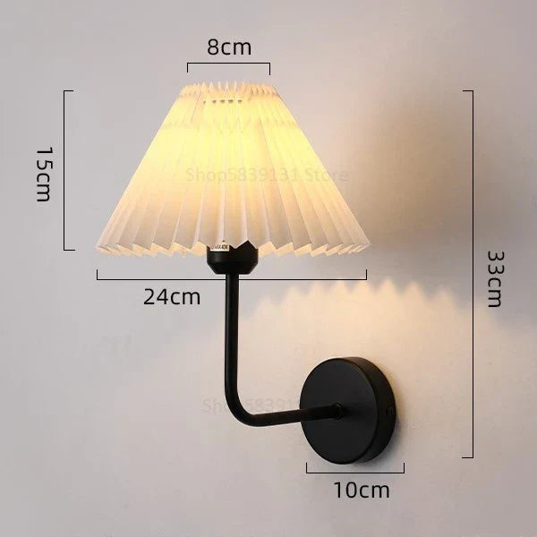 Modern LED Wall Lamp with Metal Curved Pleated Lampshade - Nordic Room Decor for Living Room, Aisle, and Background Wall Lighting