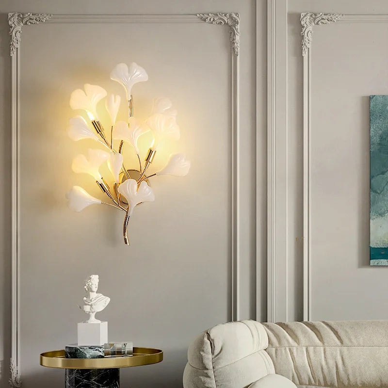 Nordic Wall Lamp - Ginkgo Leaf Design for Guest Rooms, Bedrooms, Kitchens, Restaurants, and Home Decoration