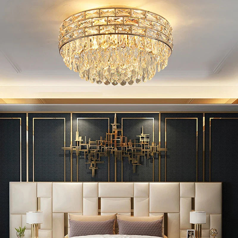 New Modern Crystal Ceiling Lamp - Light Luxury Design for Living, Dining, and Bedroom Spaces