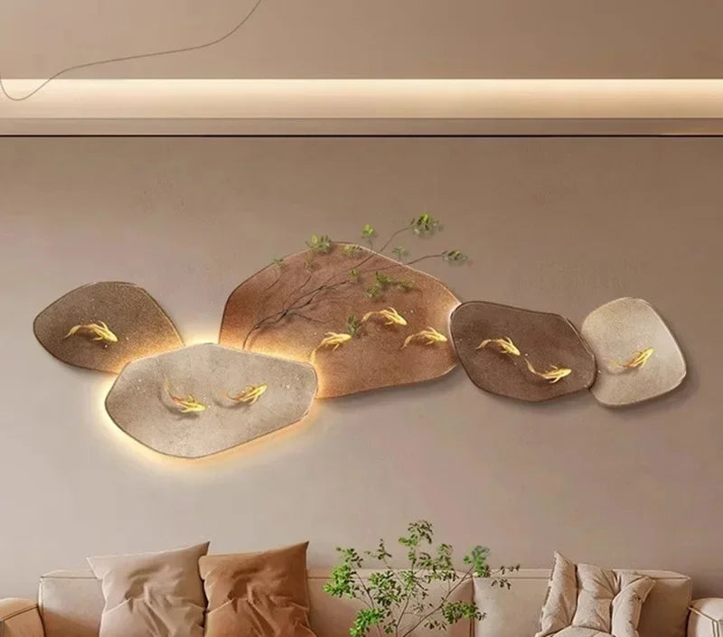 Dlight Decor 3D Nine Fish Wall Lamp Mural Art