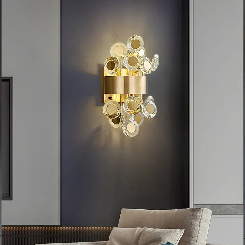 Eliana - New Modern Wall Sconce Lighting For Bedroom Brushed Gold Crystal Wall Lamps Home Decoration Led Cristal Wall Light Fixtures