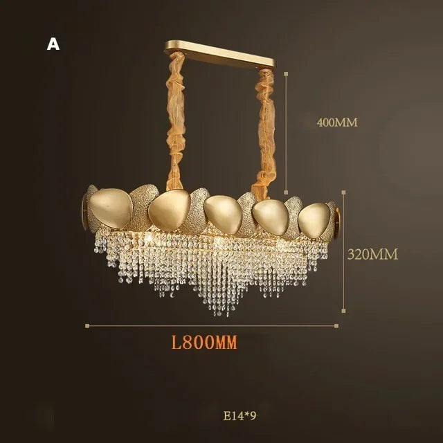 LED Tassels Crystal Chandelier - Modern Stainless Steel Gold Long/Round Pendant Light