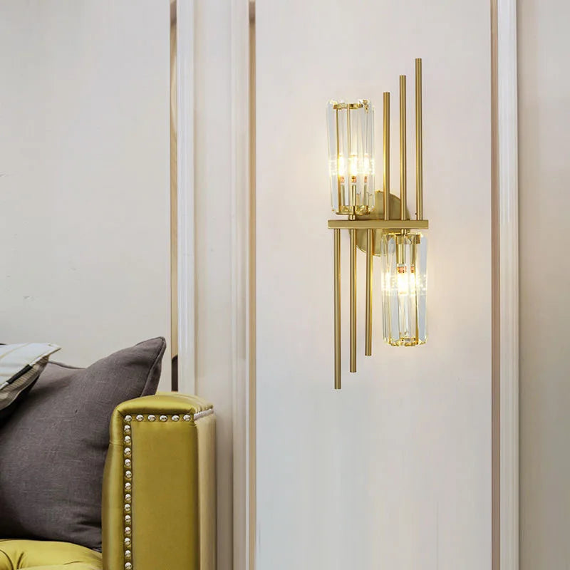 Lucy - Modern Gold Crystal Wall Lamp Bedroom Bedside Living Room TV Wall Hallway Staircase Luxury Art Design Minimalist LED Wall Lamp