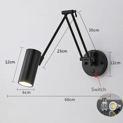 Modern Adjustable Wall Lamps - Swing Long Arm Design with Internal Wall Switch for Household Bedside Lighting, Enhance Your Decor with Stylish Sconce Lights