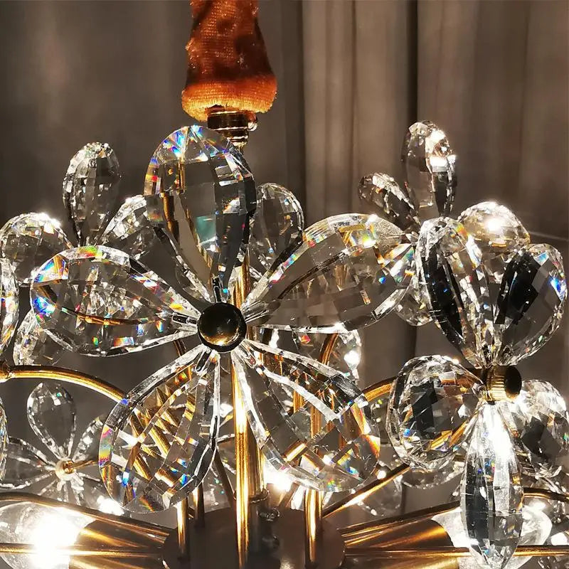 Elegant Crystal Flower Chandelier - New Style Dream with French Pastoral and American Retro Flair for Bedroom and Dining Room
