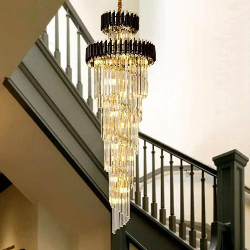 Luxury Modern Crystal Chandelier - Opulent Illumination for Long Lofts, Villa Lobbies, and Chic Living Spaces
