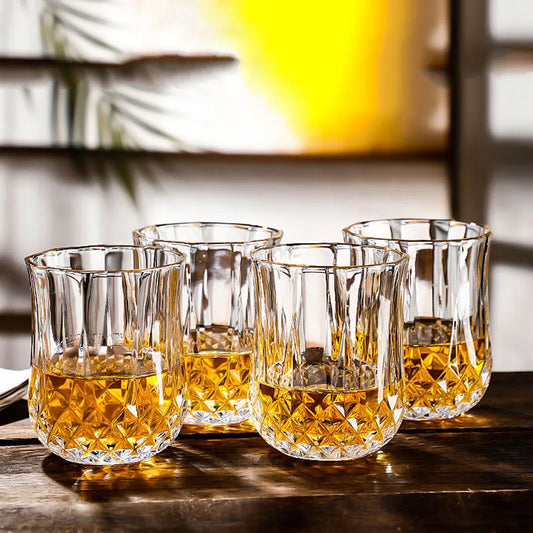 Dlight Decor 4pc Diamond Cut Glass Set 215ml Clear