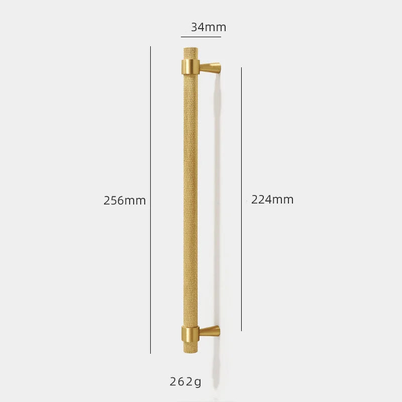 Solid Brass Knurled Furniture Handles – Textured Cabinet Knobs and Wardrobe Pull Bars