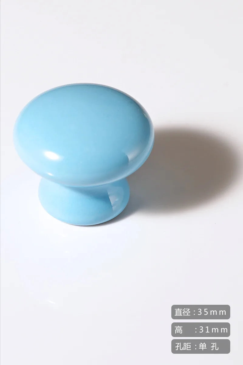 Cartoon Ceramic Cabinet Handles – Single Hole Circular Knobs for Children's Room Furniture