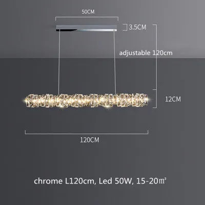 Sophisticated Crystal LED Pendant Lights - Dimmable, Ideal for Living and Dining Rooms - Luxurious Ring Design