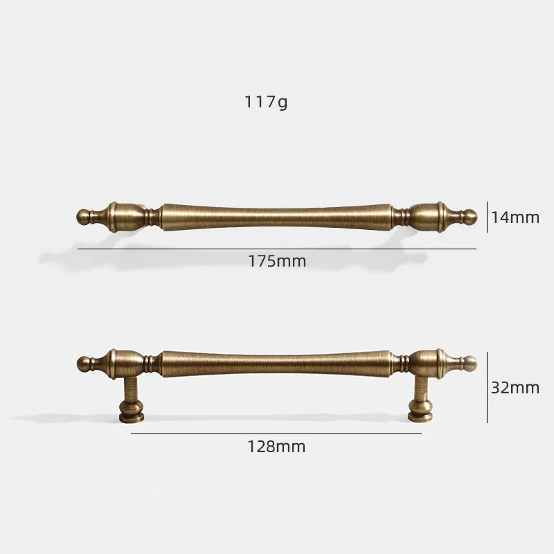 Antique American Brass Cabinet Handle – Bronzed Wardrobe Pull Bar and Drawer Knob