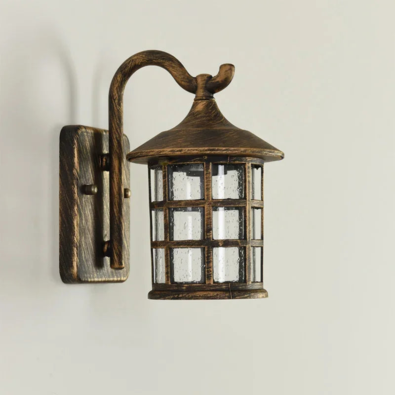 Retro Outdoor Waterproof Wall Light - American Style for Corridors, Balconies, and Gardens, Modern Rain-Proof E27 Wall Lamp