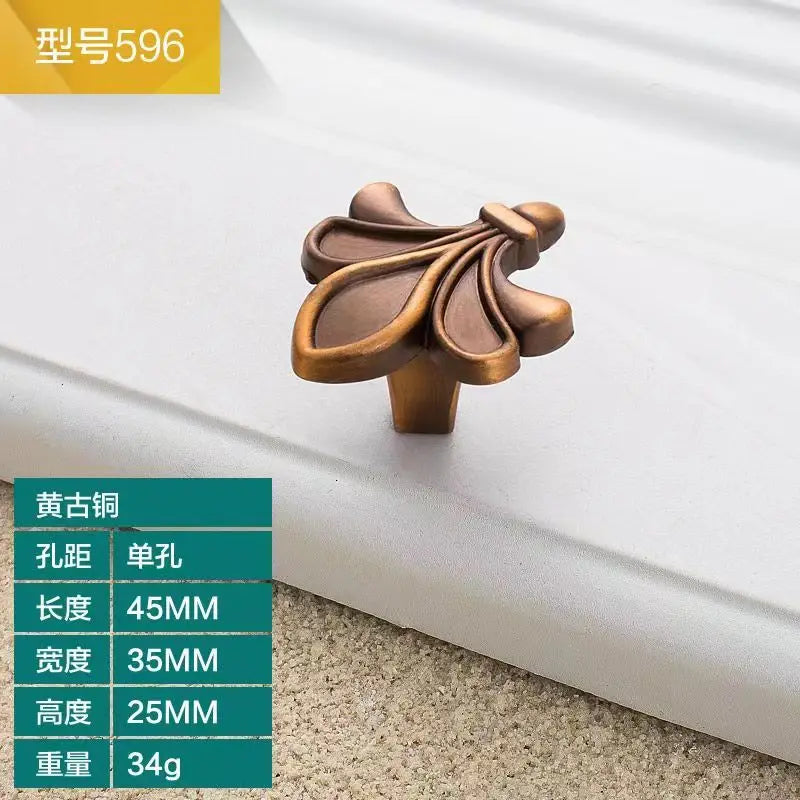 Antique Yellow Bronze Cabinet Handles - Brushed Vintage Drawer Pulls for Kitchen and Wardrobe Doors