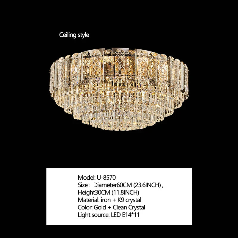 High-End Crystal Ceiling Lamp - Latest Light Luxury Design for Dining Rooms, an Exquisite Main Lamp Chandelier