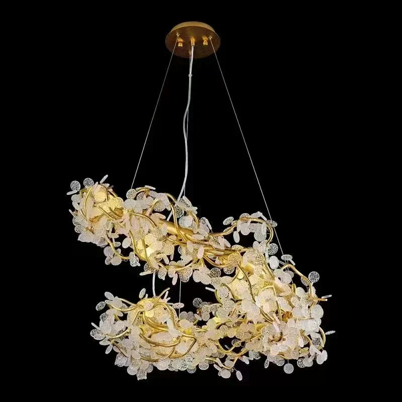 Circle Branch Crystal Chandelier - Luxury LED Lighting for Living Rooms, Restaurants, and Hotel Decorative Elegance