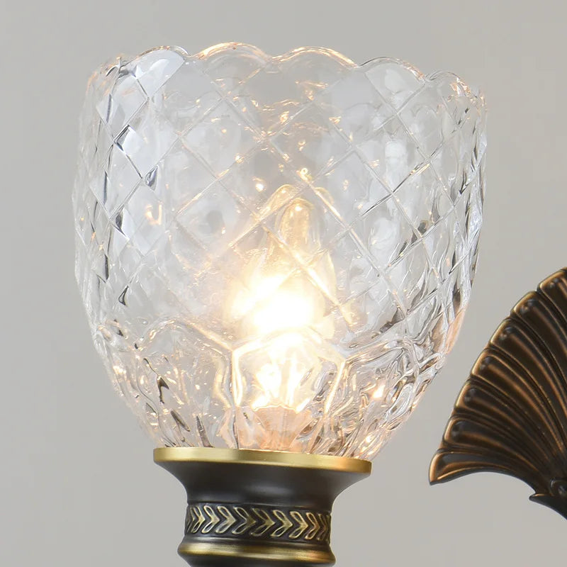 Oliver - American Retro Classic All Copper Glass Wall Lamp Light Luxury Creative Study Bedroom Living Room Wall Lamp