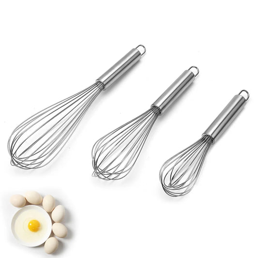 Stainless Steel Balloon Whisk Set - 6/8/10/12 Inch Egg Beater Mixer
