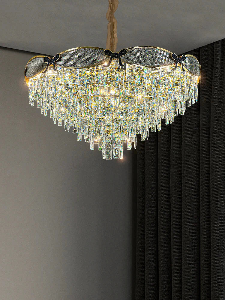 Living Room Lamp - Postmodern Light Luxury Crystal Chandelier, New High-End Design for Atmosphere in Bedrooms and Dining Spaces