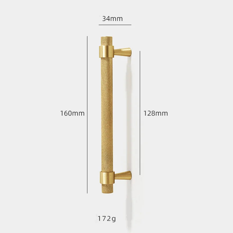 Solid Brass Knurled Furniture Handles – Textured Cabinet Knobs and Wardrobe Pull Bars