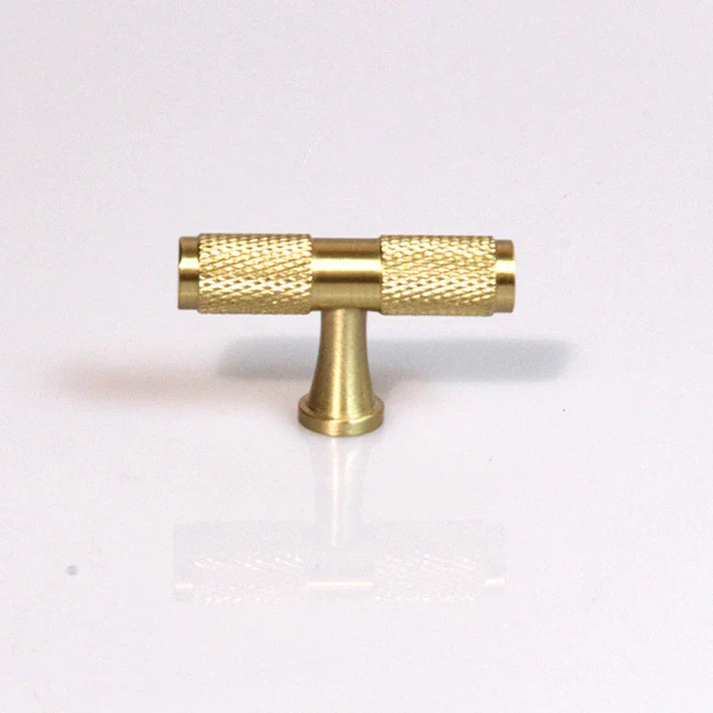 Knurled Brass T-Bar Handles – Modern Cabinet Knobs and Kitchen Cupboard Pulls