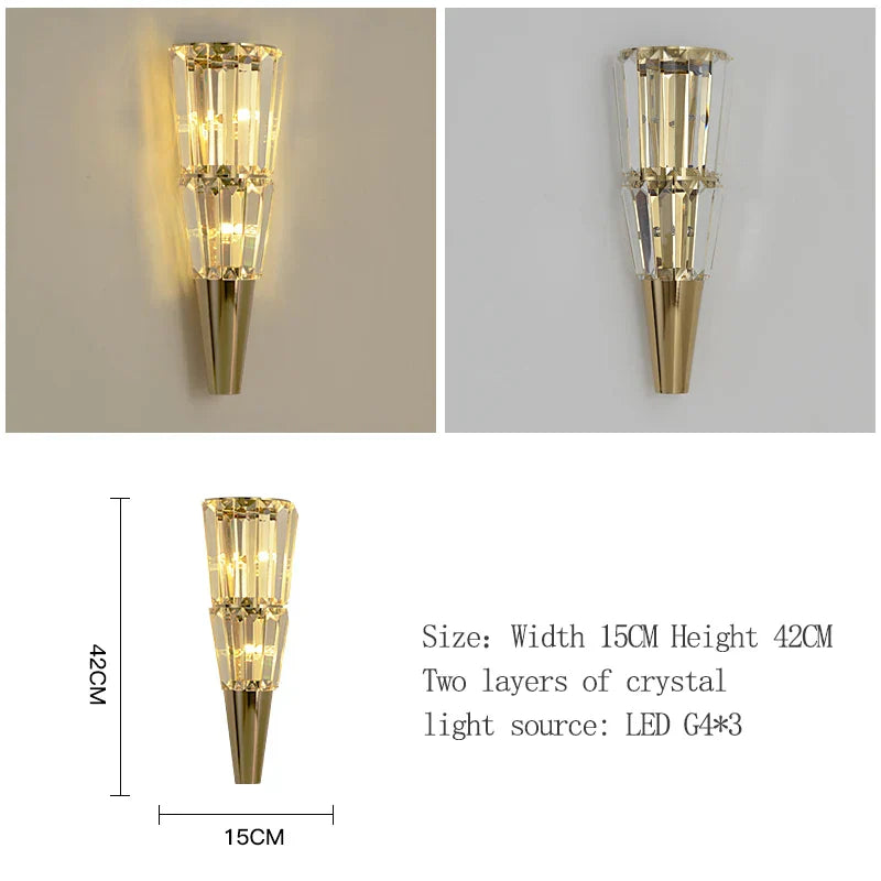 Logan - Nordic Crystal LED Wall Lamp - Elegant Lighting for Parlor, Bedroom, and Bathroom