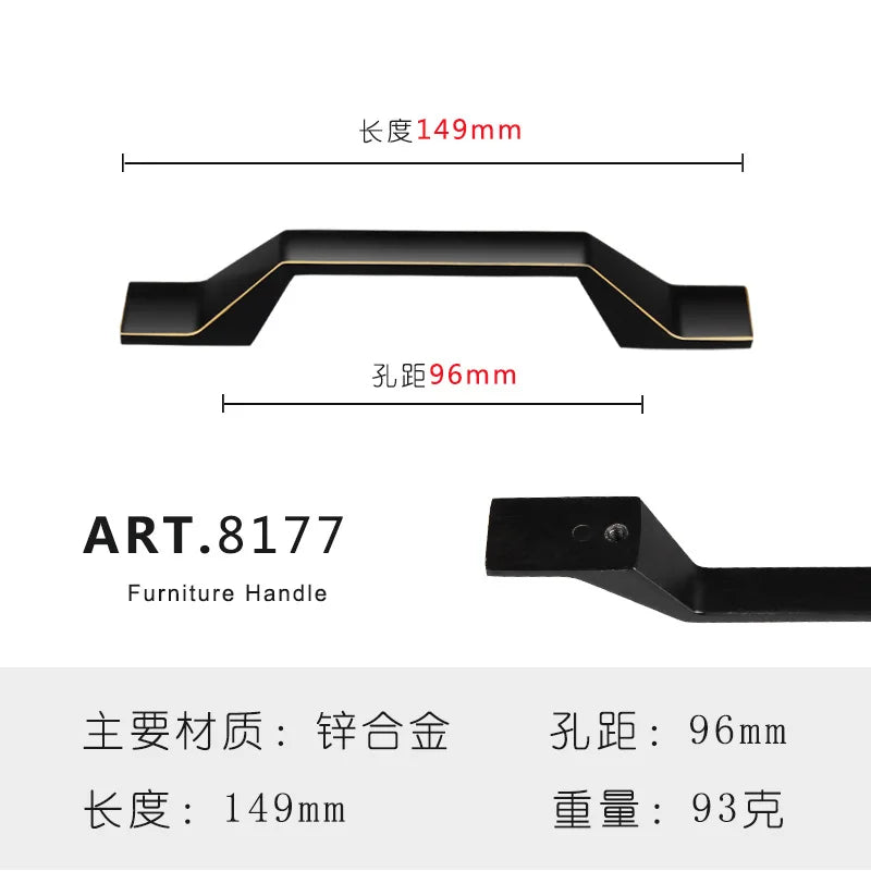 Zinc Alloy Solid Cabinet Door Handles – Modern Minimalist Knobs for Wardrobe and Kitchen Furniture