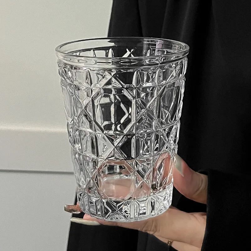 Dlight Decor 4pc Diamond Glass Set 310ml Clear Cups