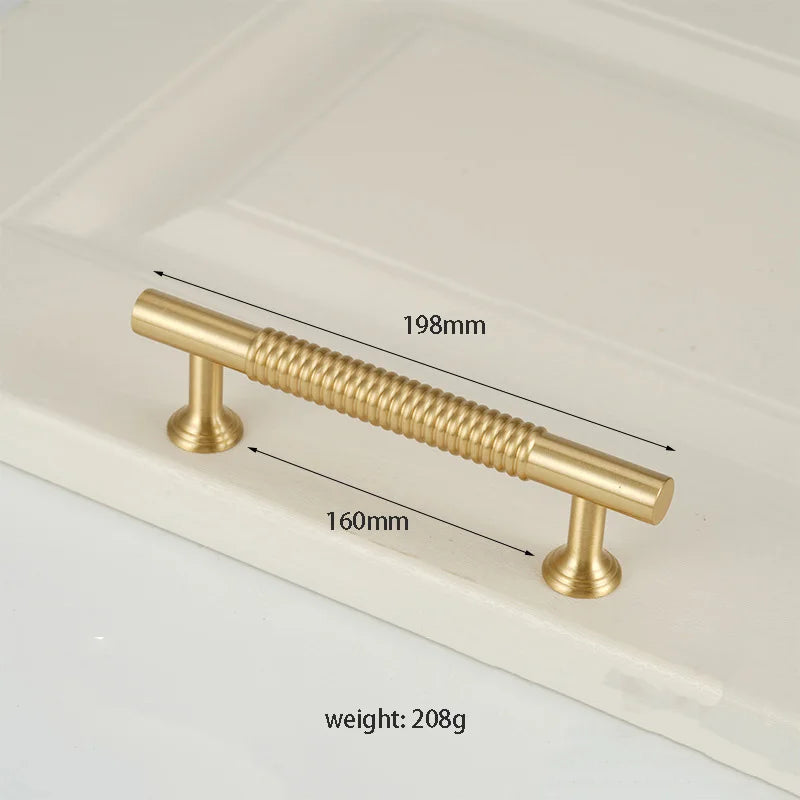 Textured Brass Handles – Golden Cabinet Pulls and Wardrobe Bar Handles (50mm-300mm)