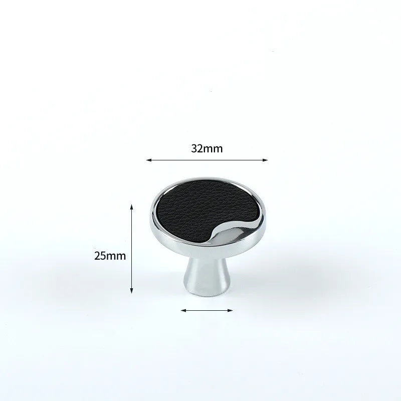 Modern Black and Red Leather Cabinet Handle – Sleek Zinc Alloy Drawer Pulls for Wardrobes and Cupboards (96mm/128mm)