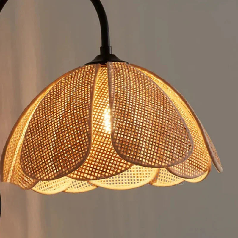 Korean Style Rattan Weaving Wall Lamp - Elegant Lighting for Foyers and Bedrooms