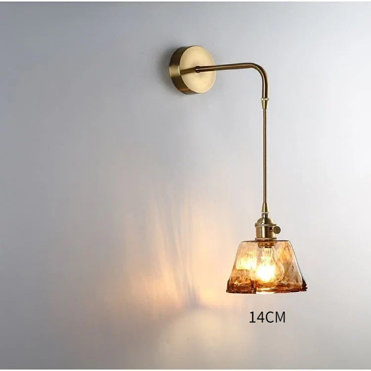 Modern Glass Wall Sconce Light Fixture - Elegant Bedroom, Restaurant, and Corridor Decor with Copper Flower Plug
