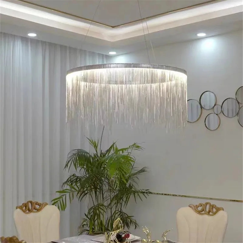 Postmodern Bohemian Chandelier - A Creative Designer Luxury Coffee Tables Light with Tassel Accents for Living Rooms and Restaurants