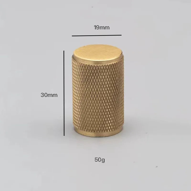 Gold and Bronze Knurled Brass Knobs – Modern Single-Hole Cabinet and Drawer Pulls