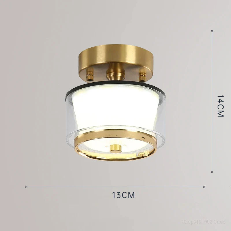 Sleek Modern LED Copper Ceiling Light - Stylish Home Decor Lighting for Living Spaces, Corridors, Balconies, and More