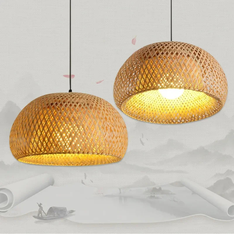 Zen Bamboo and Rattan Woven Chandelier - Exquisite Lighting for Chinese and Southeast Asian-Inspired Spaces