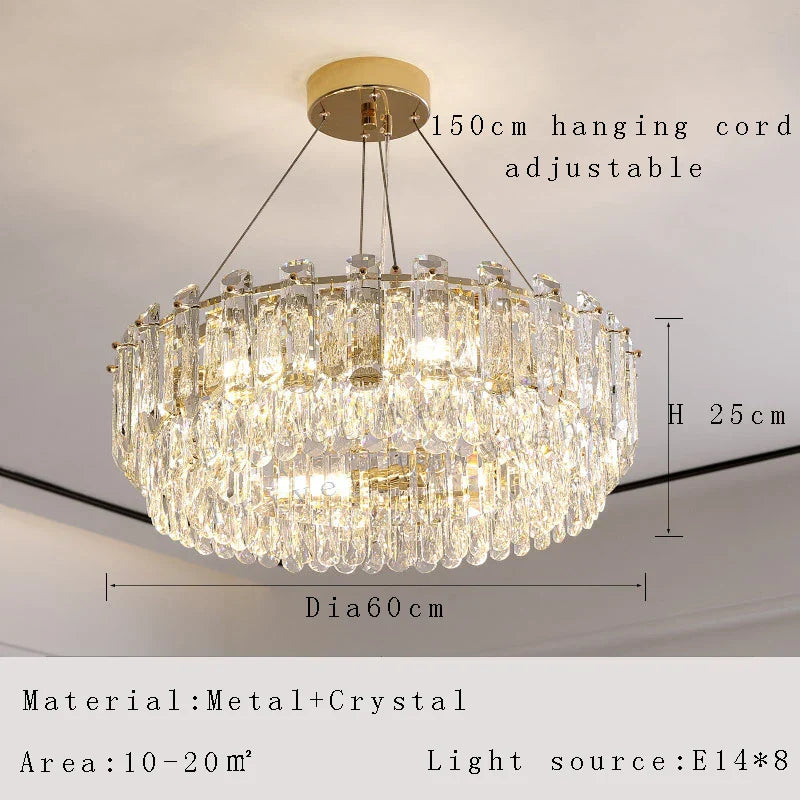 Elegant LED Transparent Crystal Chandelier - A Modern Light Luxury Fixture for Living Room Decor