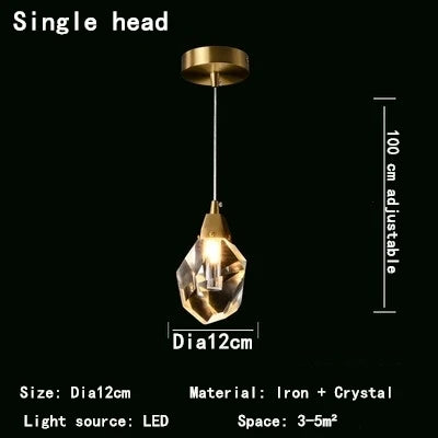 Nordic LED Crystal Pendant Lights - Elegant Chandelier for Living Rooms, Bedrooms, Kitchens, and Home Decoration