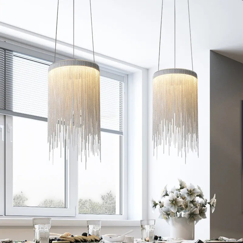 Postmodern Bohemian Chandelier - A Creative Designer Luxury Coffee Tables Light with Tassel Accents for Living Rooms and Restaurants