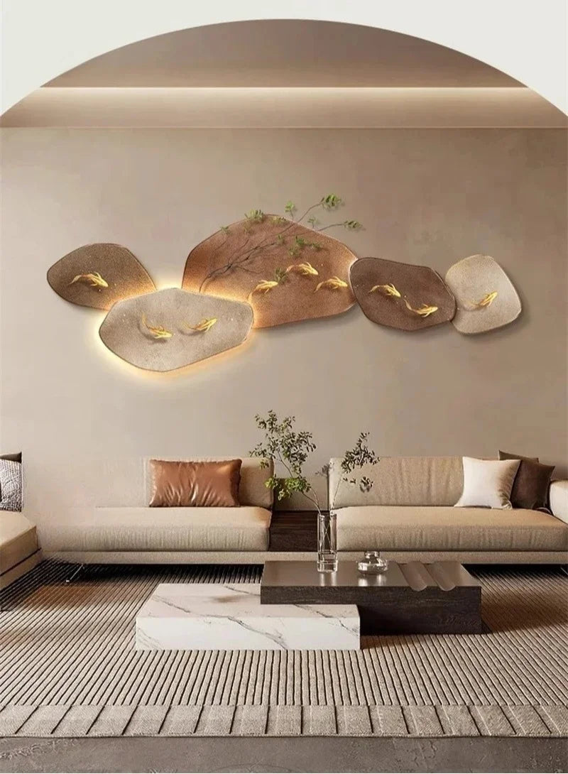 Dlight Decor 3D Nine Fish Wall Lamp Mural Art