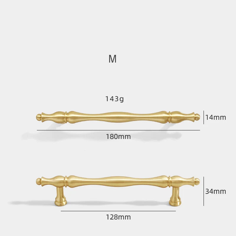Gold Brass Cabinet Bar Handle – American Vintage Drawer Pull and Wardrobe Knob