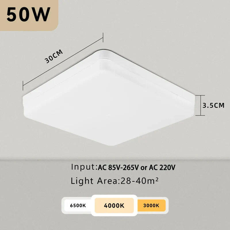 Smart LED Ceiling Lamp with Dimmable App Control - Modern Square Ceiling Light for Kitchen, Living Room, and More